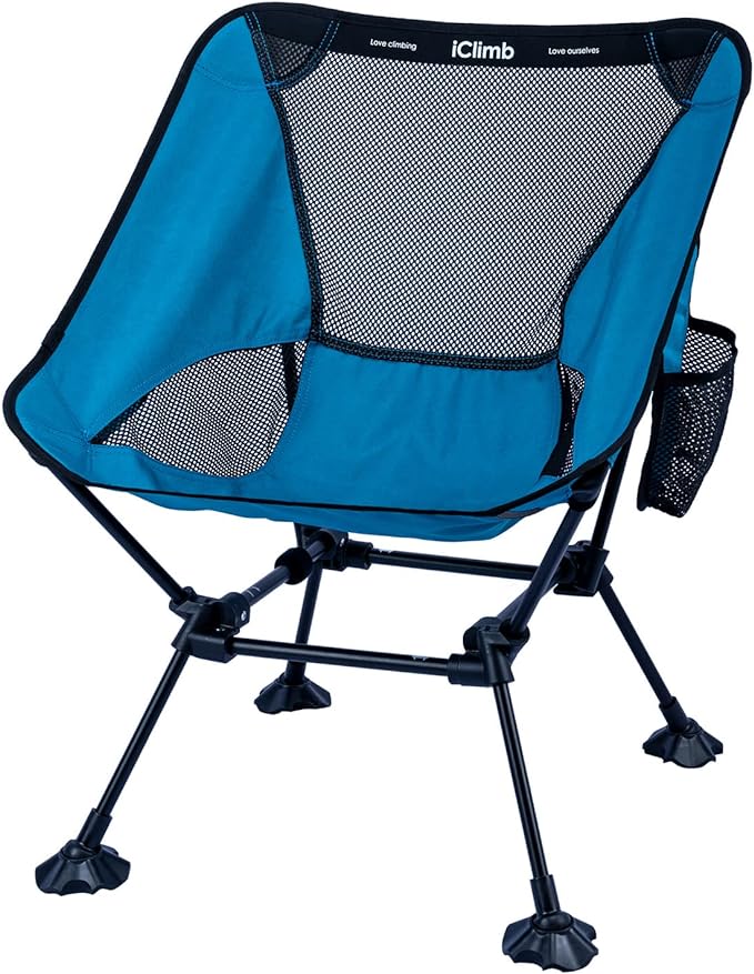 iClimb Ultralight Compact Camping Folding Beach Chair with Anti-Sinking Large Feet