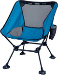 iClimb Ultralight Compact Camping Folding Beach Chair with Anti-Sinking Large Feet and Back Support Webbing (Blue - Square Frame)