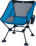 iClimb Ultralight Compact Camping Folding Beach Chair with Anti-Sinking Large Feet and Back Support Webbing (Blue - Square Frame)
