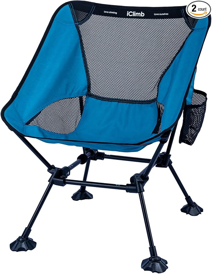 iClimb Ultralight Compact Camping Folding Beach Chair with Anti-Sinking Large Feet