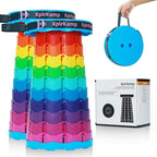 Retractable Folding Stool - Heavy Duty 400 lb Collapsible Portable Stool for Camping, Hiking, Fishing, Indoor/Outdoor with Non-Slip Base and Lightweight Design (Rainbow, 2-Pack)