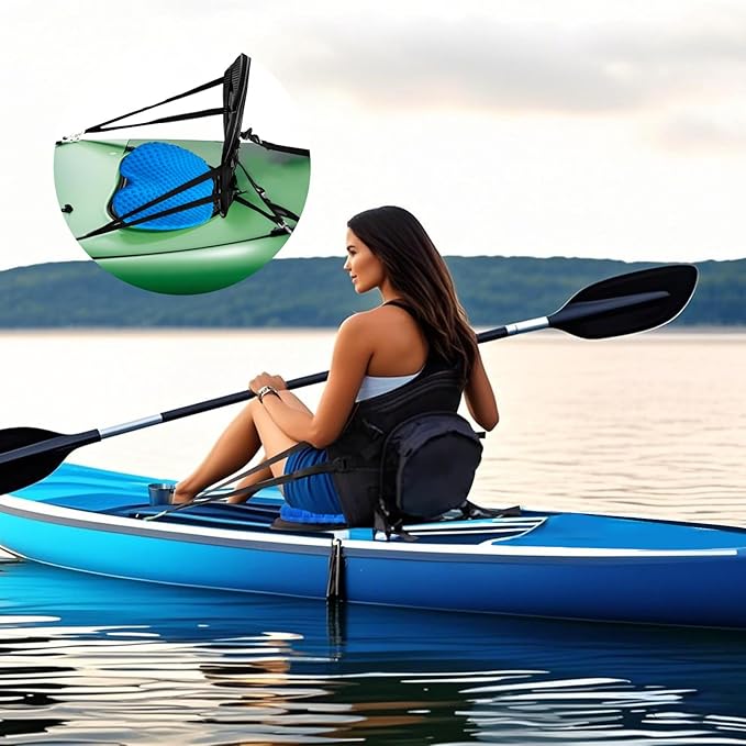 NEW-Vi Deluxe Kayak Seat with Gel Cushion & Storage Bag - Padded Ergonomic Backrest for Kayak, Canoe, SUP, Fishing Boat - Anti-Slip & Waterproof