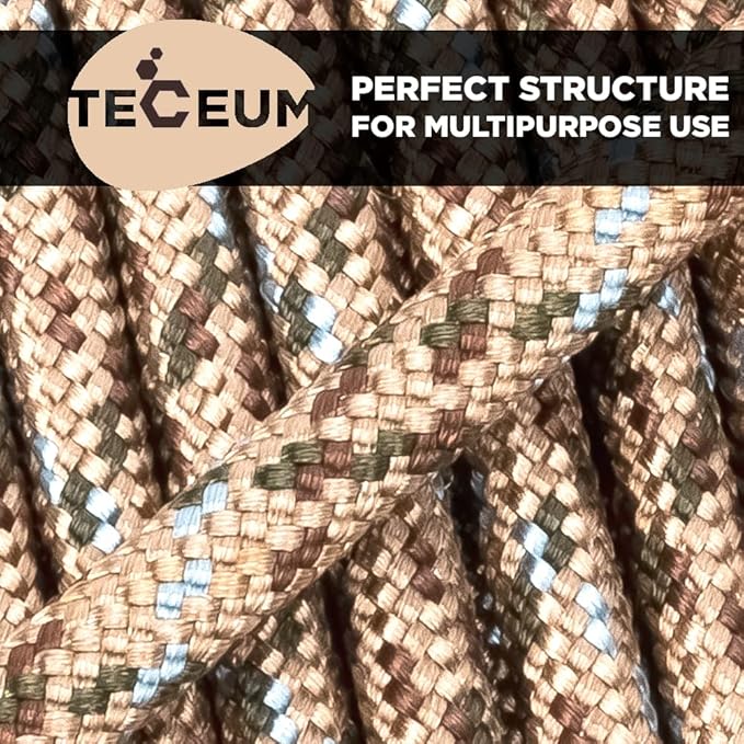 TECEUM 5/32" Paracord Rope 1000 – 1000ft / 200ft / 100ft / 50ft – Tactical Parachute Cord 4mm – 45+ Colors – Nylon String for Survival & Camping Gear – Stripe Cord for Survival – Utility Rope