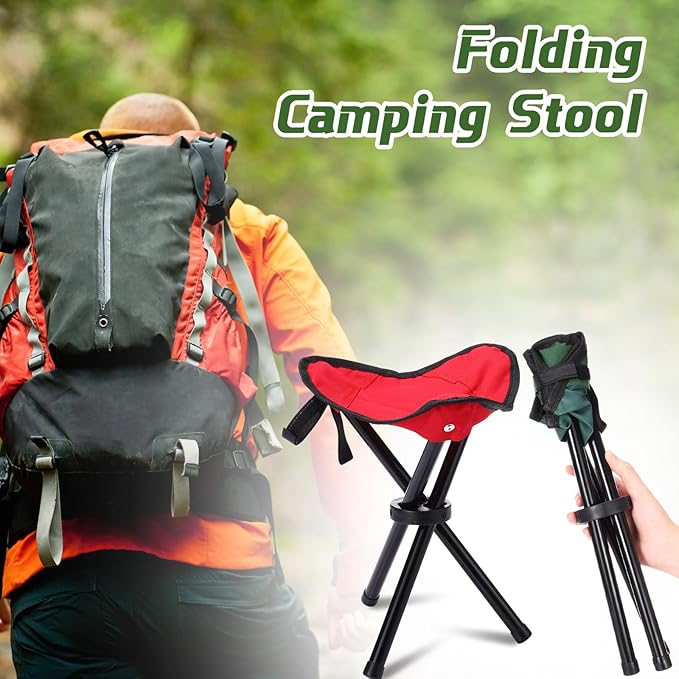 3 Pack Folding Camping Stool Portable Small Collapsible Chair Tripod Stool Hiking Chair for Fishing, Beach, Picnic, Outdoor, Gardening and Travel