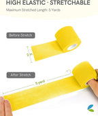 FriCARE Self Adhesive Bandage Wrap, Medical Tape in First Aid Kit, Cohesive Bandages for Wounds Sport Vet, 2 Inches X 5 Yards 6 Rolls, Yellow