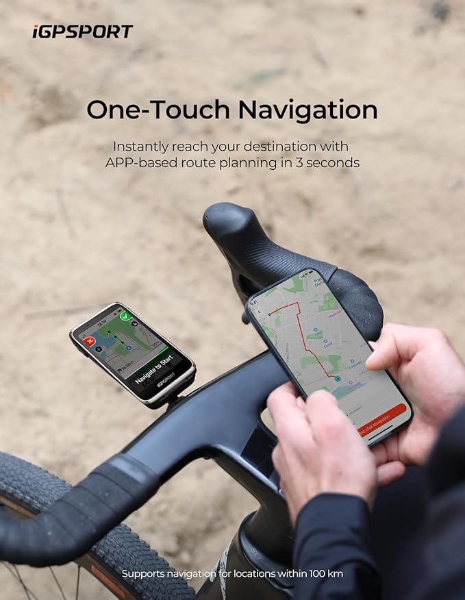 iGPSPORT BiNavi Bike Computer, Touch Screen Map Navigation Music Control Climb Tips Group Riding, Wireless GPS Cycling Computer