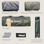 Backpacking Tent for Camping 2/3/4 Person Hiking Ultralight Tent for Waterproof Windproof Outdoor Tents Easy Setup Two Doors Double Layer Lightweight Instant Tents