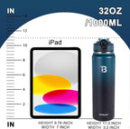 32oz Insulated Water Bottle with Straw Lid & Spout Lid & Paracord Handle, Stainless Steel Water Bottle Wide Mouth, Double Wall for Women Men Gym Fitness Outdoor