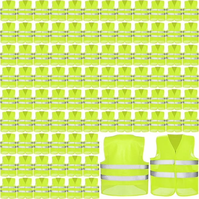 JaGely High Visibility Safety Vest Bulk Reflective Mesh Security Vest for Men Women Work Cycling Runner Neon