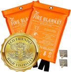 Supa Ant Emergency Fire Blanket for Home and Kitchen - 2 Pack 1500F High Visibility (Glow in The Dark) Smother Kitchen Fire Blanket - CE Certified Hero Fire Blankets Emergency for Home (40in)