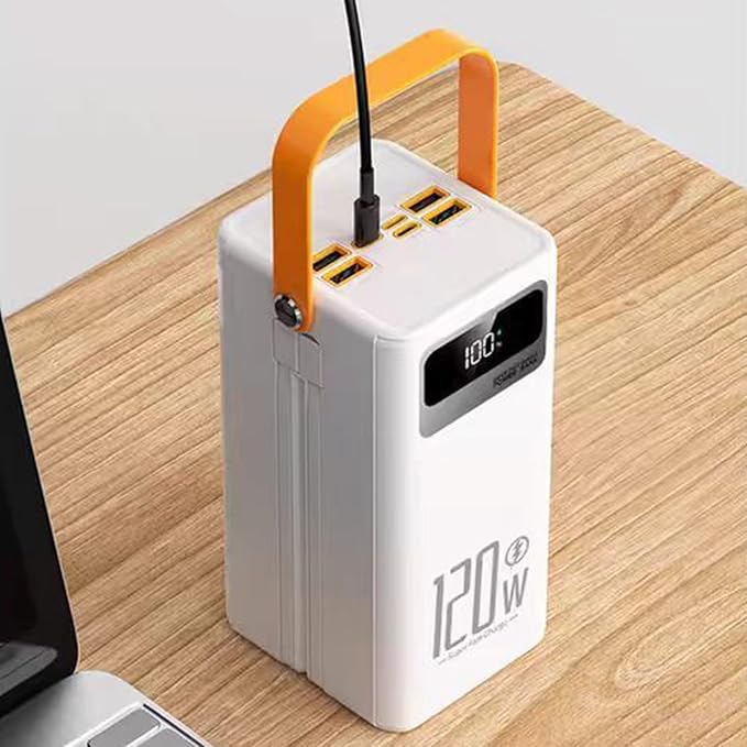 50000mah Solar Powers Bank Portable Charger - 120w Fast Charging Powers Bank with Built-in Cables, Solar Panel Charger, Cell Phone Chargers External Battery Pack, for Camping(D)