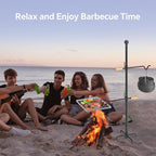 Mr IRONSTONE Campfire Grill Grate: Fire Pit Grill Grate with Swivel Handle, Campfire Cooking Equipment with Heavy Duty Steel, Over Fire Camp Grill For Outdoor Barbecue Camping and Cooking, Black