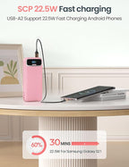 12000mAh Lightweight-Portable-Charger-Power-Bank with Built-in Cables and AC Wall Plug, PD20W USB-C Fast Charging Battery Pack, LED Display External Travel Phone Charger for All iPhone,Samsung,Android