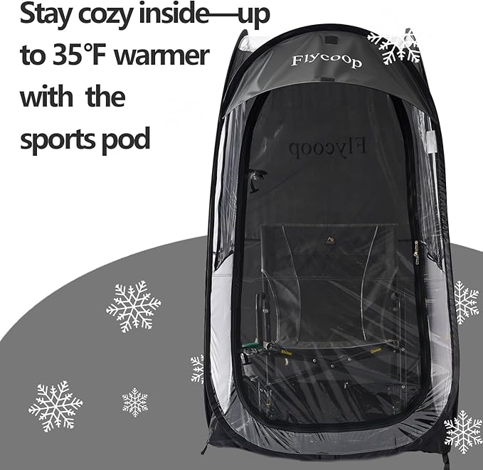 Sports Tent: Flycoop Portable Weather Pop Up Pod 1 Person to Provide Shelter from Wind Rain and Cold Weather Shelter for Outdoor Activities, Sports Events, Camping and Hiking