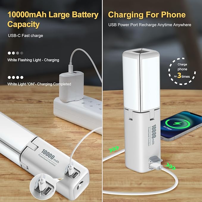 KLARUS CL2 Rechargeable Camping Lantern, 750LM 7 Light Modes Waterproof Foldable Tent Light with Power Supply for Emergency, Camping, Beach, Travel, Power Outages