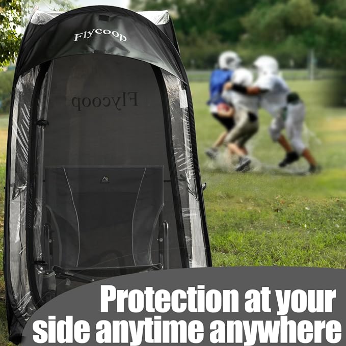 Sports Tent: Flycoop Portable Weather Pop Up Pod 1 Person to Provide Shelter from Wind Rain and Cold Weather Shelter for Outdoor Activities, Sports Events, Camping and Hiking