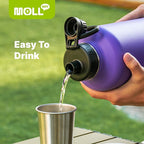 Insulated Water Bottle 64 oz Stainless Steel Vacuum Wide Mouth Sports Water Bottle with Spout Lid-Reusable Metal Travel Water Flask for Men (Purple Pink)