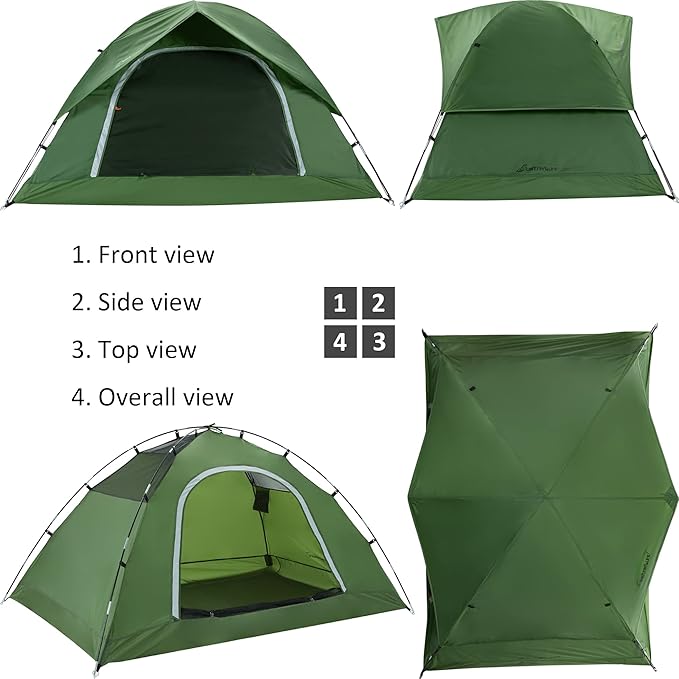 Vela Camping Tent for 2 Person, 4 Person, 6 Person - Waterproof Two Person Tents for Camping, Small Easy Up Tent for Family, Outdoor, Kids, Scouts in All Weather and All Season by Clostnature