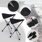 REDCAMP Ultralight Camping Stool with Retractable Legs, Portable 3 Legged Tripod Camping Stools for Adults Fishing Backpacking Hunting, Black