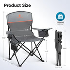 ALPHA CAMP Camping Chair 2 Pack Portable Chair with 3-Can Cooler Folding Chair with Side Pocket and Cup Holder, Collapsible for Camping, Tailgates, Beach, Fishing and Sports,2PC