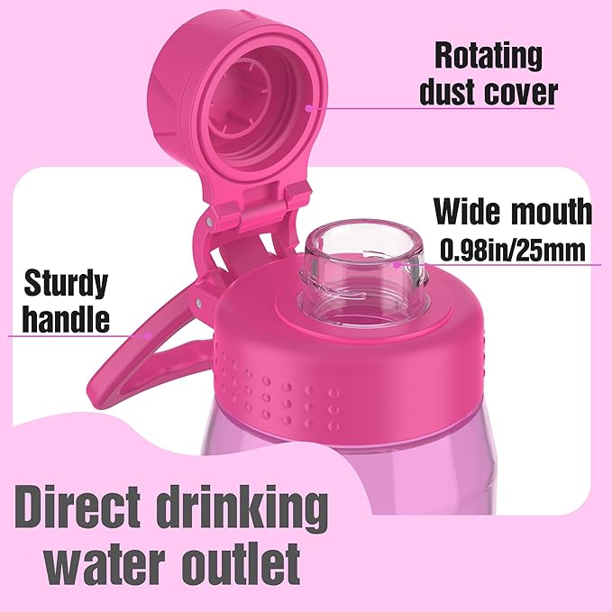 Water Bottle 32oz, clear water bottle with Spout Lid and Carry Handle, Reusable, Tritan, BPA Free, Hiking Water Bottle Suitable for Travel, Outdoors, Gym, Travel, Home, School (Rose)