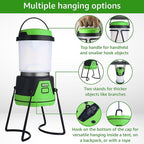 Rechargeable LED Camping Lantern - Power Outages, Hurricanes, Emergency, Hiking, Outdoor - Bright Battery Powered Electric Survival Light with Built-in Power Bank- Portable and Waterproof Camp Lantern