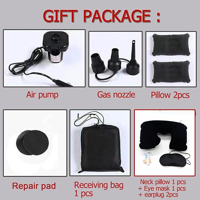 Inflatable Car Air Mattress Back Seat Bed with Air Pump,53 "x 32.6" Portable Thickened Car Travel Camping Sleeping Air Mattress Blow Up Bed for Small Car Universal SUV