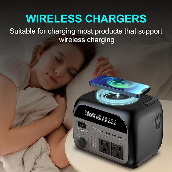 Portable Power Station 345Wh LiFePO4 Battery - Solar Generator with 500W AC Output for Home Use Camping Travel RVs Emergencies