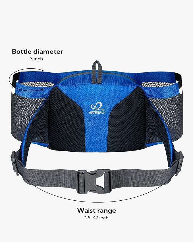WATERFLY Fanny Pack Waist Bag: Waist Pack for Women Men with Two Water Bottle Holder Hiking Fanny Pack for Running Walking DogWalking Travel Cycling