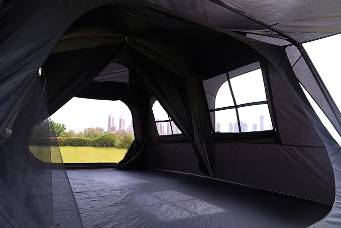 KTT Extra Large Tent 12 Person,Awning Family Cabin Tents,2 Rooms,3 Doors and 3 Windows with Mesh,Straight Wall,Waterproof,Double Layer,Big Tent for Outdoor,Picnic,Camping,Family Gathering