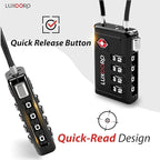 TSA Approved Luggage Lock with Alert Indicator, 4-Digit Resettable Combination, Durable Zinc Alloy Travel Lock for Suitcase, Backpack, Toolbox, Locker, All-Purpose, keyless – Black (4 Pack)