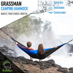 Grassman Camping Hammock Double & Single Portable Hammock with Tree Straps, Lightweight Nylon Parachute Hammocks Camping Accessories Gear for Indoor Outdoor Backpacking, Travel, Hiking, Beach
