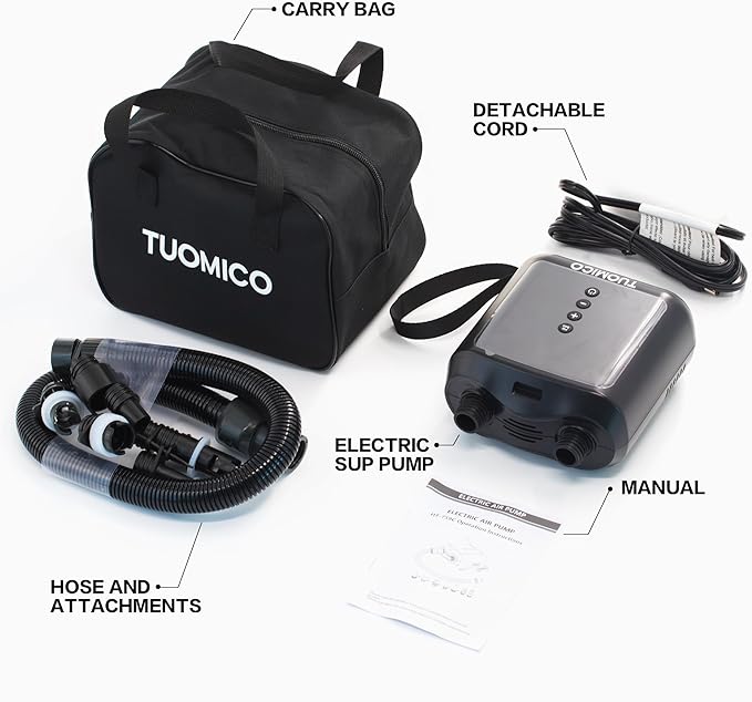 Paddle Board Electric Pump Portable Sup Air Pump with Case, 12V Car Plug Powered Mini Air Compressor Inflator for Inflatable Stand up Paddleboard Kayak boatTent Kite