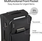 Hanke Softside Expandable 20 Inch Carry On Luggage with Wheels Airline Approved, TSA Luggage Lightweight Rolling Suitcases for Travel Carry On Bag(Black)