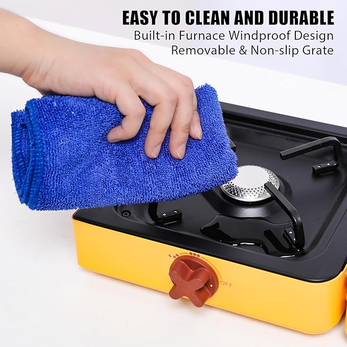 Aircity 2 Burner Folding Camping Stove - Portable Propane Stove with Adjustable Burners, Perfect for Camping, Picnics, Outdoor Activities, and Emergency Use (16,000 BTU)