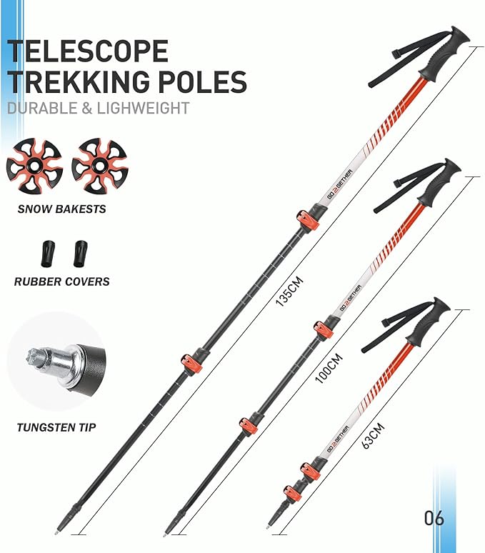 G2 21/25/30 Inches Light Weight Snowshoes for Women Men Youth, Set with Trekking Poles, Tote Bag, Gaiters,Special Fast Ratchet Binding, Orang/Blue/Red Available