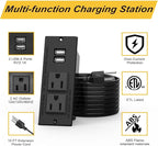 10-Pack Recessed Power Strip Desktop Power Grommet Conference in Desk Outlet Power Socket 2 Outlets &2 USB Ports 10 FT Extension Power Cord, ETL Listed