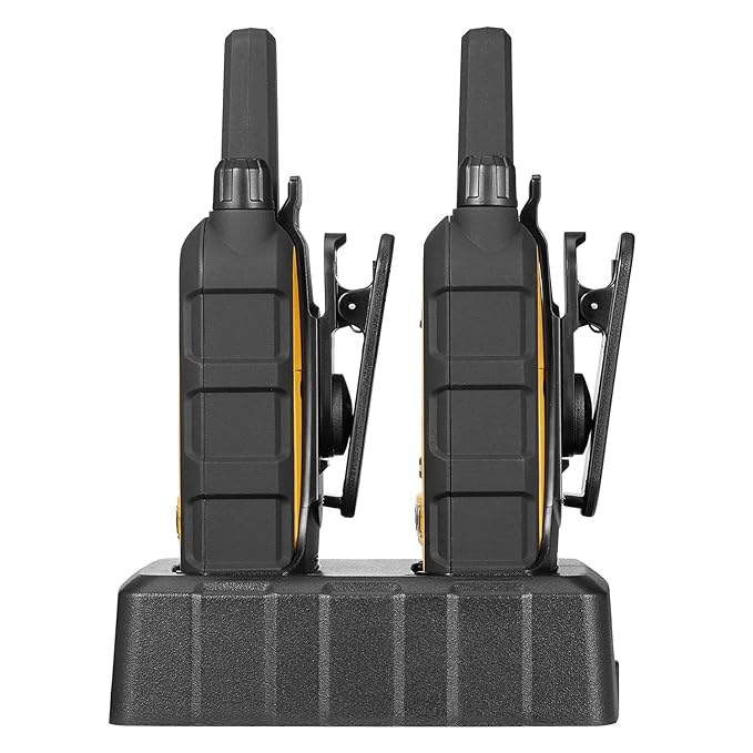 DEWALT FRS Walkie Talkies Long Range 2 Way Radio, 1 Watt, Waterproof & Rechargeable, 6 Pack with Gang Charger, DXFRS300-BCH6