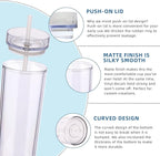 Volhoply 20oz Plastic Skinny Tumblers Bulk 10 Pack,Double Wall Tumbler with Lid and Straw,BPA Free Matte Acrylic Iced Coffee Cups with Straw,Reusable Travel Cute Mug for Party,DIY Gift(Clear,10 Set)