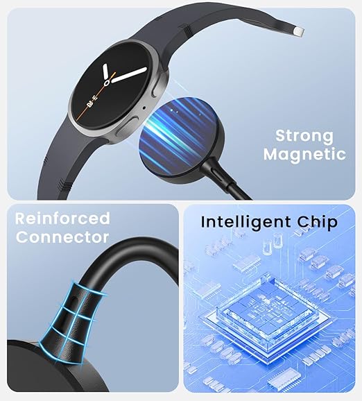 USB C Charging Cable Compatible with Samsung Galaxy Watch 8/8 Classic 7/6/6 Classic/5 Pro/5/4/3/FE/Ultra 2025/2024/Active 1/2 Type C Magnetic Charger for Samsung Galaxy Watch