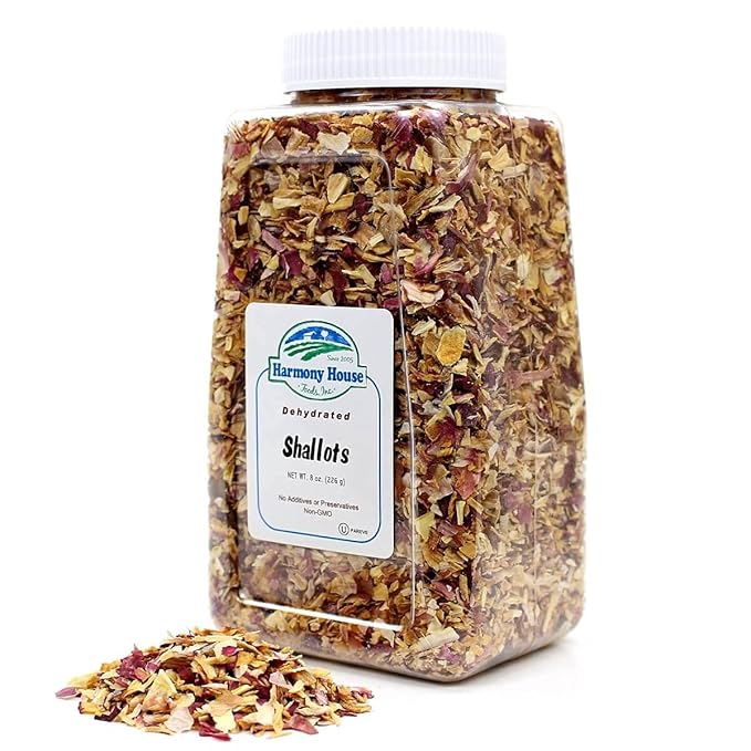 Harmony House Premium Dehydrated Shallots (8 oz, Quart Size Jar)