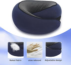 Cloud Sleep Travel Pillow｜360° Adjustable Neck Pillow for Airplane & Office｜NASA Memory Foam｜Free Eye Mask & Earplugs (Dark Blue)