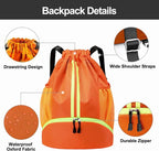 Hoedia Sports Drawstring Backpack - String Swim Gym Bag with Shoes Compartment and Wet Proof Pocket for Women/Men (Orange)