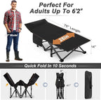 ABORON Camping Cot for Adult 28" Extra Wide, 2PK Heavy-Duty 1200D Oxford Cot for Sleeping, Portable Folding Camp Bed with Mat & Carry Bag