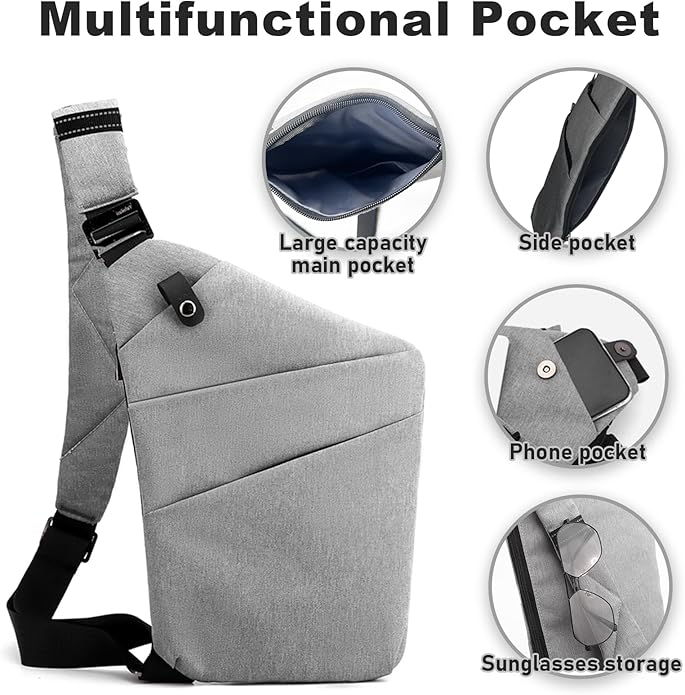 Anti Theft Travel Bag, One Shoulder Large Capacity Cross-body Bag Chest Fashion Lightweight Sling Bags for Travel Sports