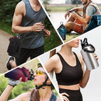 64 oz Insulated Water Bottle Stainless Steel - Gallon Water Bottle with Straw, Half Gallon Water Jug Wide Mouth, Sweat-Proof Metal Flask Mug with Paracord Handle For Gym Camping Hiking