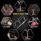 Carabiner Keychain Stainless Steel Multitool - 11 in 1 Tactical Emergency Survival Gear - Glass Breaker,Bottle Opener, Wrench, Screw Drivers, Key Clip, EDC Pocket and Backpack Tool