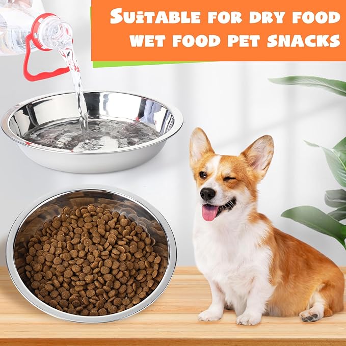 Patelai 4 Pcs Stainless Steel Dog Bowls with Silicone Lids Portable Food and Water Dishes for Pets Sealable Containers for 6.3" for Cats & Small Dogs (Black,Gray)