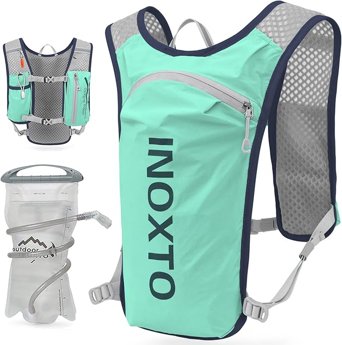 INOXTO Running Hydration Vest Backpack,Lightweight Insulated Pack with 1.5L Water Bladder Bag Daypack for Hiking Trail Running Cycling Race Marathon for Women Men