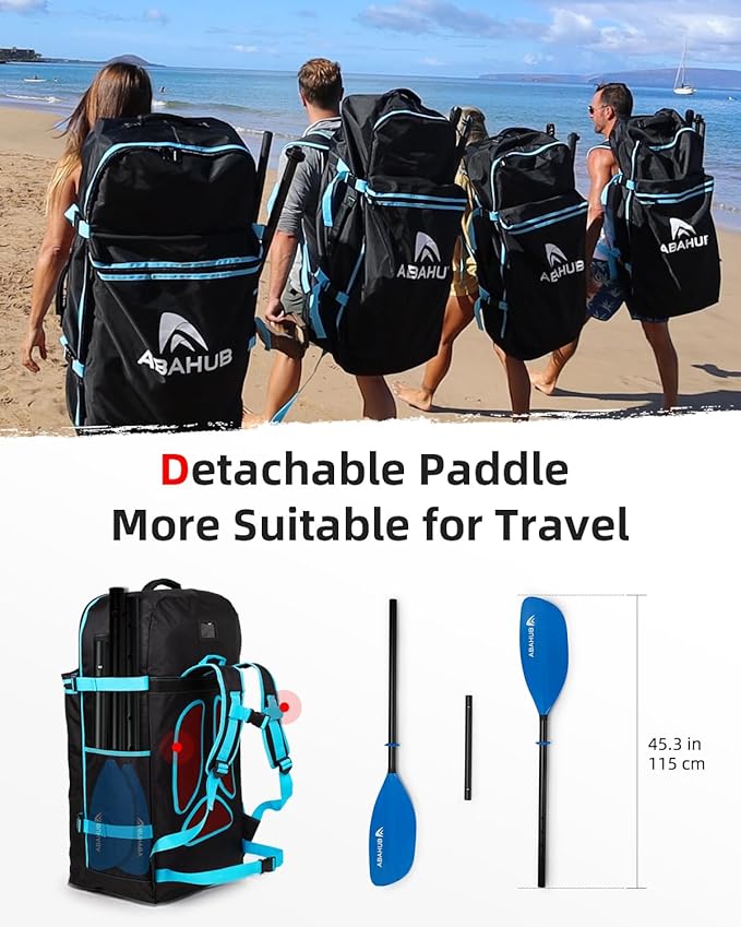 Abahub Adjustable Kayak Paddle 210-230 cm/ 230-250 cm Floating Kayaking Oars Boating Oars Canoeing Oars Black